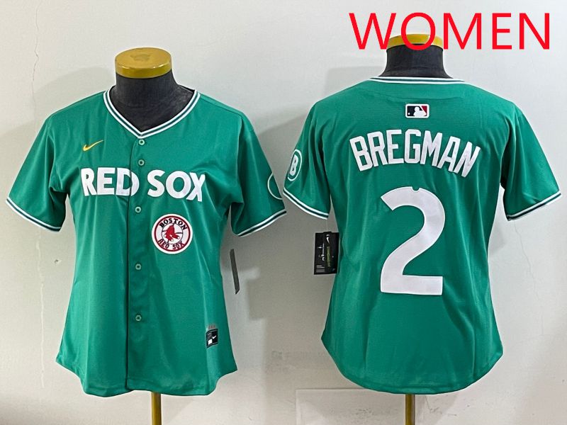 Women 2025 Boston Red Sox #2 Bregman Dark Green Joint Name Nike MLB Jersey style 10